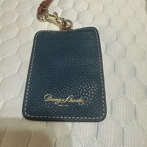 Dooney & Bourke Blue Leather Keychain with Gold Accents